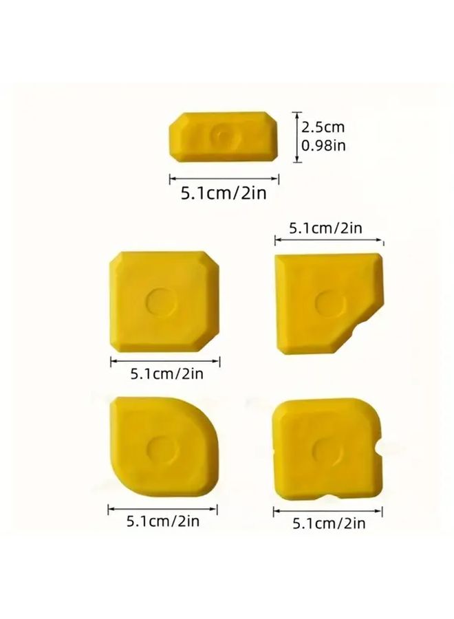 5 Pieces Yellow Joint Smoothing Kit Plastic Silicone Joint Spatula Extractor And Smoothing Spatula For Home Improvement Professional Use Durable Tools Smooth Application - Image 3