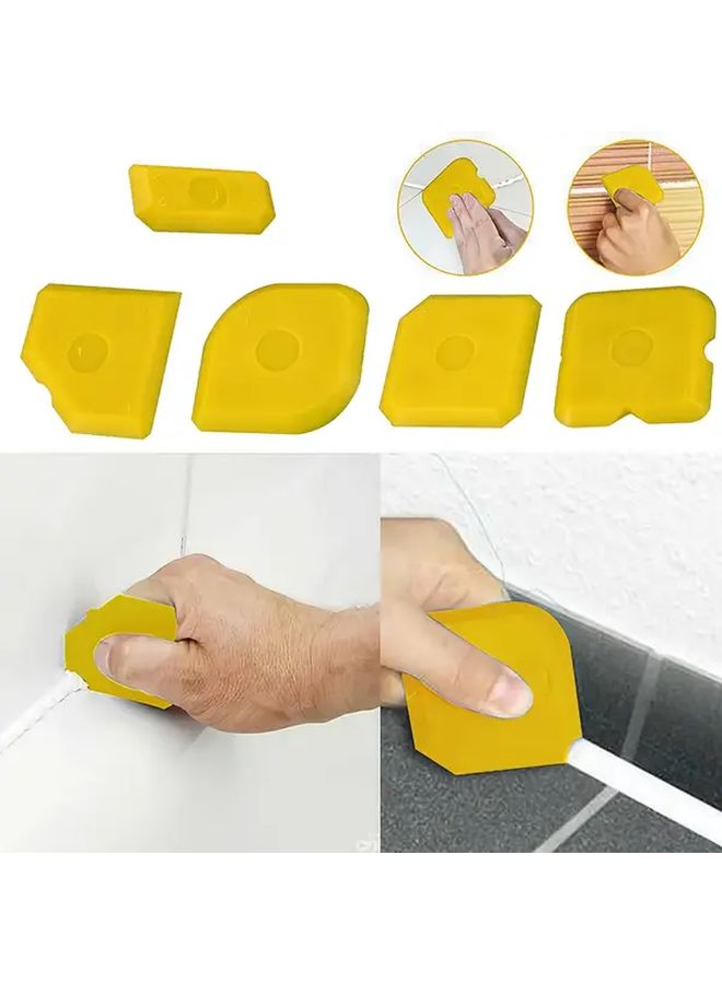 5 Pieces Yellow Joint Smoothing Kit Plastic Silicone Joint Spatula Extractor And Smoothing Spatula For Home Improvement Professional Use Durable Tools Smooth Application - Image 2