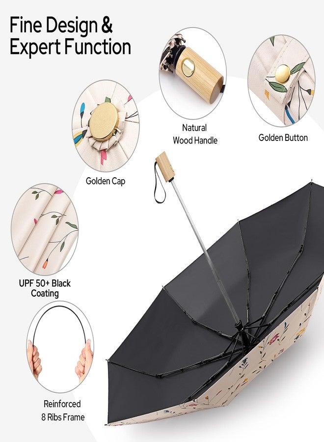 جي4فري مظلة سفر شمسية صغيرة الحجم من G4Free بعامل حماية من الأشعة فوق البنفسجية 50+، مقاس 43 بوصة، تحجب الأشعة فوق البنفسجية، تفتح وتغلق تلقائياً (مزينة بالزهور). - Image 3