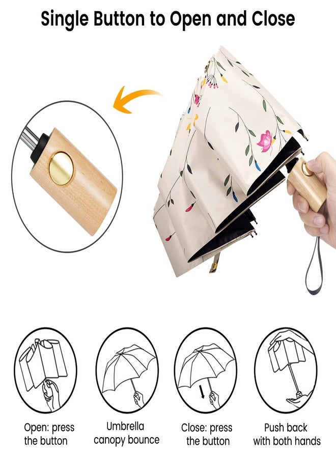 جي4فري مظلة سفر شمسية صغيرة الحجم من G4Free بعامل حماية من الأشعة فوق البنفسجية 50+، مقاس 43 بوصة، تحجب الأشعة فوق البنفسجية، تفتح وتغلق تلقائياً (مزينة بالزهور). - Image 5