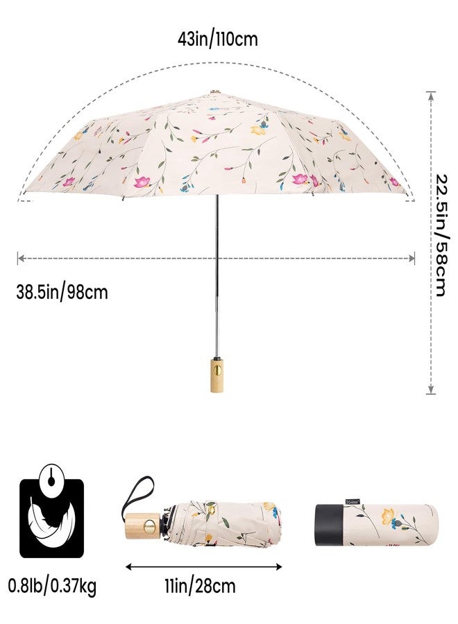 جي4فري مظلة سفر شمسية صغيرة الحجم من G4Free بعامل حماية من الأشعة فوق البنفسجية 50+، مقاس 43 بوصة، تحجب الأشعة فوق البنفسجية، تفتح وتغلق تلقائياً (مزينة بالزهور). - Image 4