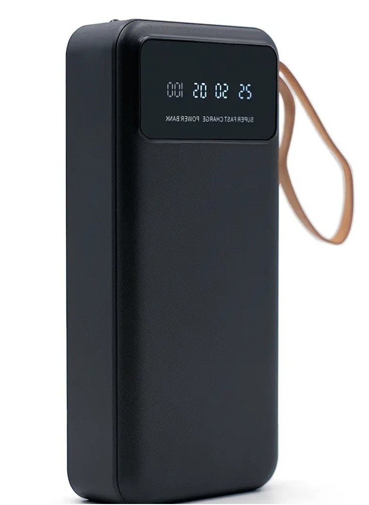 20,000mAh Power Bank with 4 Built-in Charging Cables  Phone Holder – Portable Fast Charger for iPhone, Android, USB-C Devices
