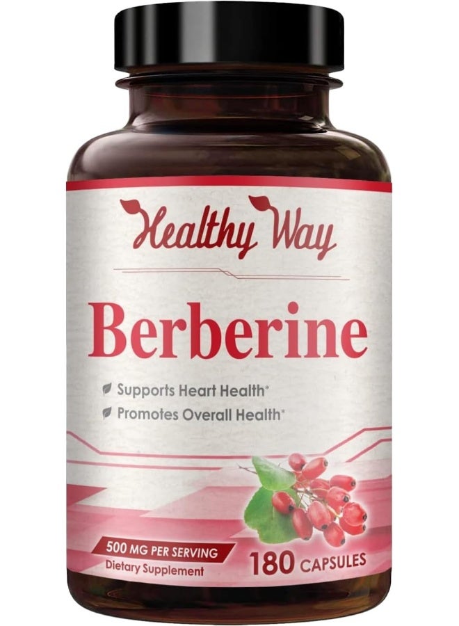 HealthyWayRx Berberine Supplement - Berberine 500mg - Berberine HCI - Berberine Plus - Blood Sugar Support Supplement - 180 Berberine Capsules - Image 1