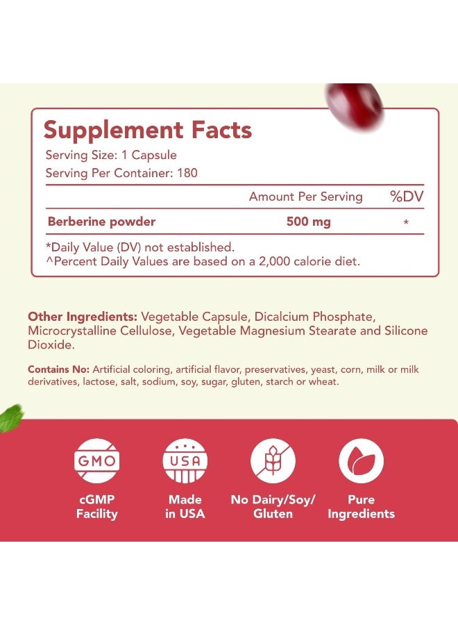 HealthyWayRx Berberine Supplement - Berberine 500mg - Berberine HCI - Berberine Plus - Blood Sugar Support Supplement - 180 Berberine Capsules - Image 2