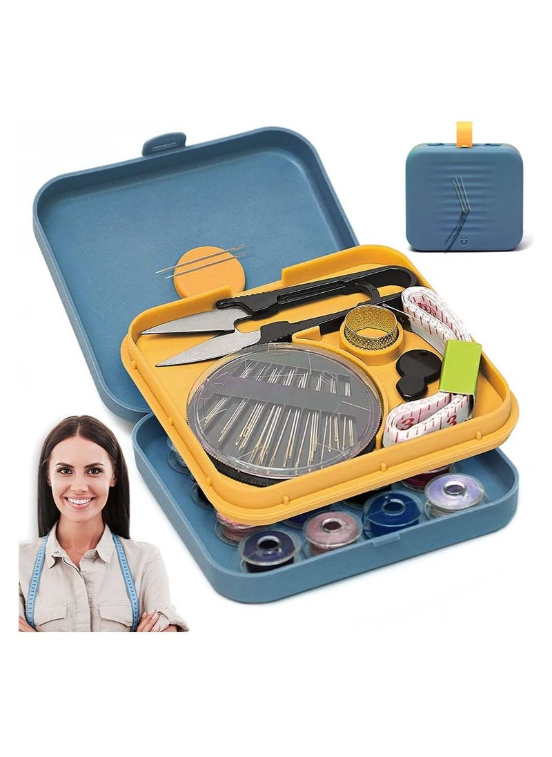 Excefore Sewing Kit, Travel Portable Sewing Supplies, for Home, Travel & Emergency, Filled with Mending and Sewing Needles, Magnetite, Scissors, Thimble, Thread, Tape Measure etc 21pcs Blue  - Image 1