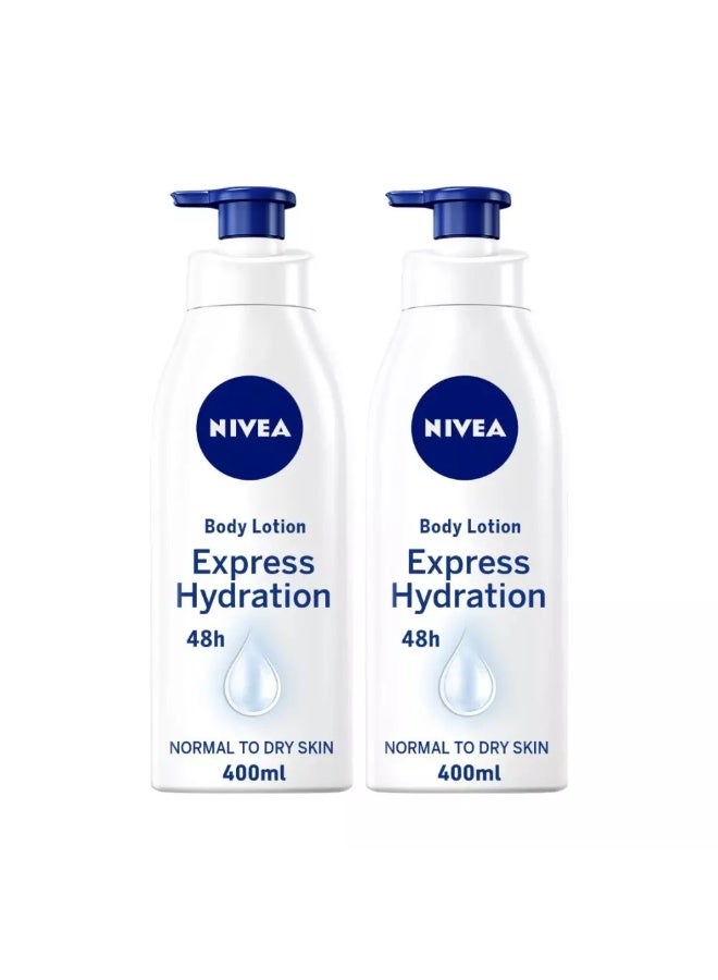 Nivea Body Lotion Express Hydration with Deep Moisture Serum & Sea Minerals- 2X400ml
