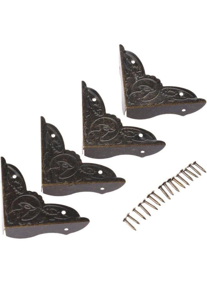 Dophee Dophee 4Pcs 39x39x10mm Decorative Metal Edge Corner Protector for Jewelry Chest Wine Gift Box Wooden Case  - Image 1