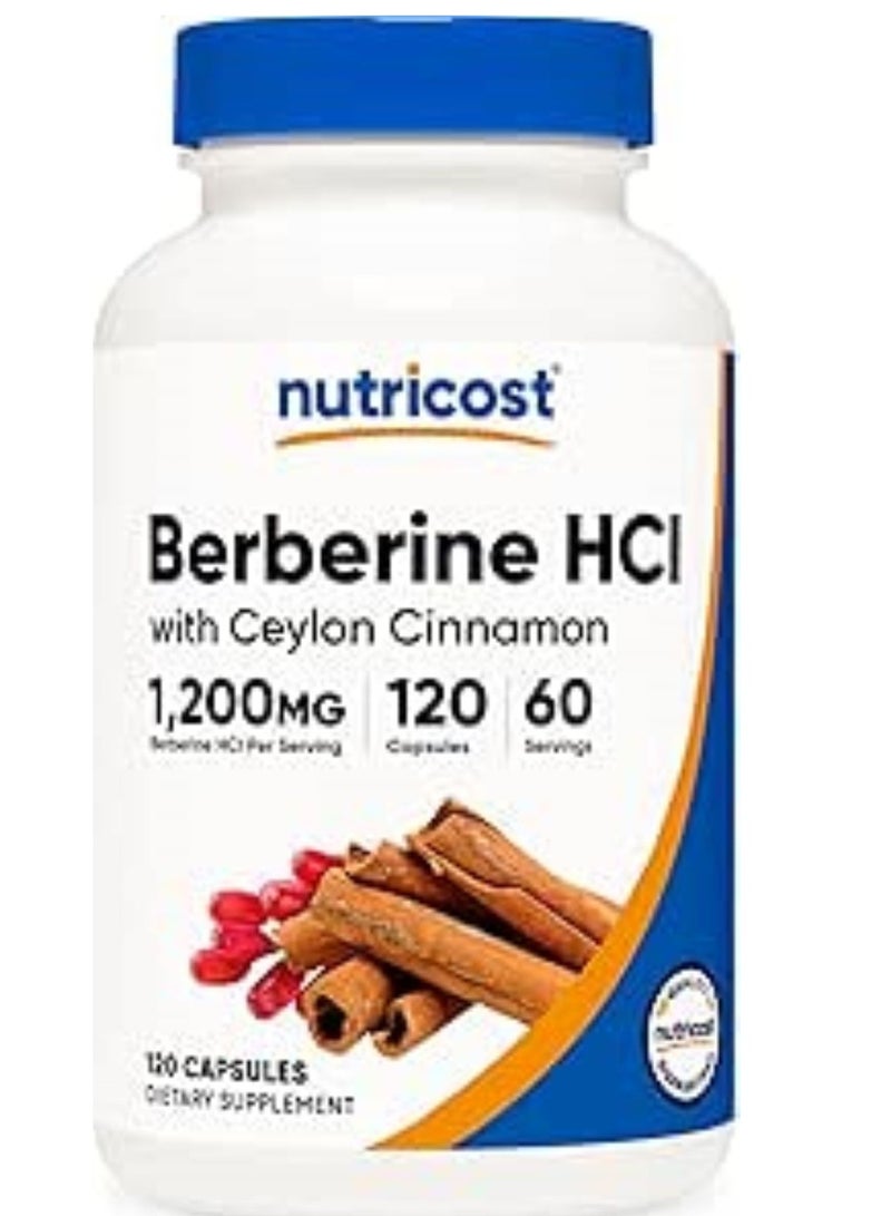 Nutricost Nutricost Berberine HCl with Ceylon Cinnamon – 120 Capsules (60 Servings) – Non-GMO, Plant-Based Formula  - Image 1