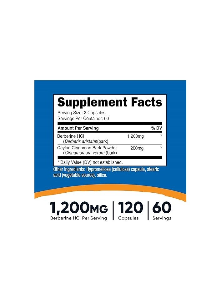 Nutricost Nutricost Berberine HCl with Ceylon Cinnamon – 120 Capsules (60 Servings) – Non-GMO, Plant-Based Formula  - Image 2