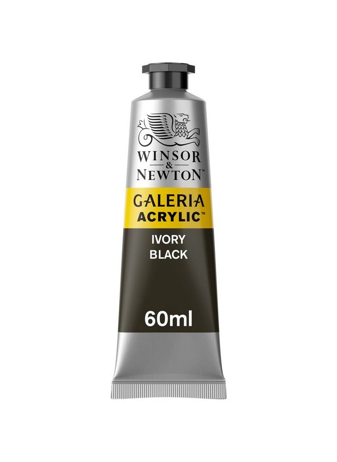 WINSOR & NEWTON - Galeria Acrylic Colour - Tube Of 60 Ml - Ivory Black (331) - Highly Pigmented Lightfast Artists' Acrylic Paints For Canvas, Wood, Fabric & Paper - More Colours Available - Image 1