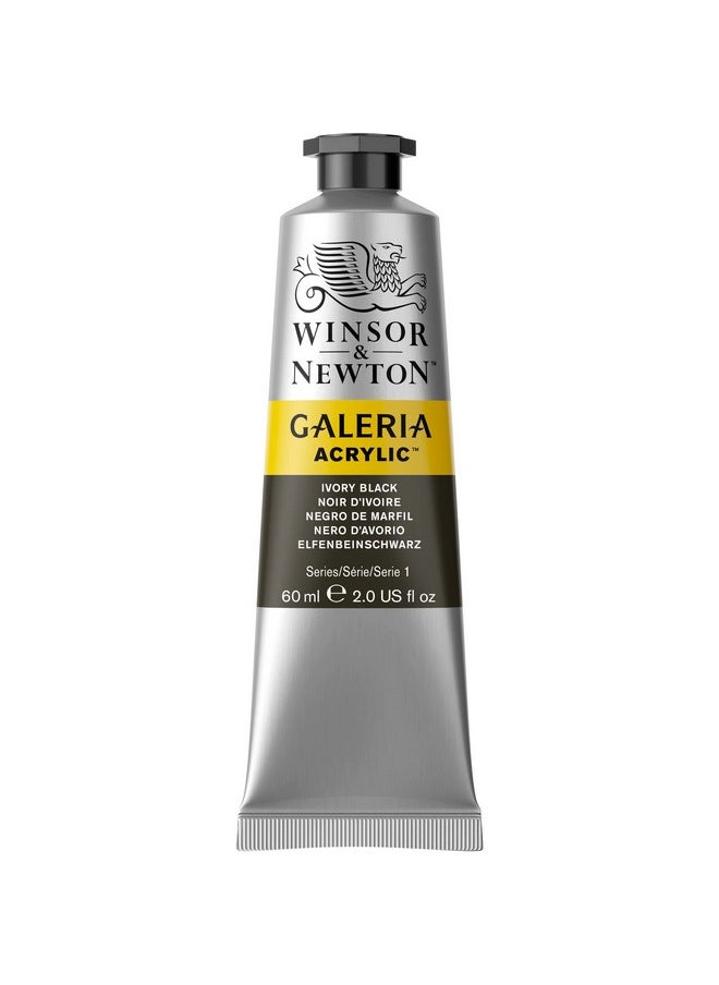 WINSOR & NEWTON - Galeria Acrylic Colour - Tube Of 60 Ml - Ivory Black (331) - Highly Pigmented Lightfast Artists' Acrylic Paints For Canvas, Wood, Fabric & Paper - More Colours Available - Image 1