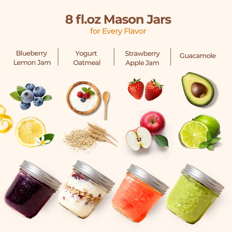 ComSaf Wide Mouth Mason Jars with Lids 8 oz 6Pcs, Half Pint Small Mason Containers, Canning Jars for Jam, Jelly, Meal Prep, Overnight Oats, Yogurt Parfait, Shower Wedding Favors, DIY Candles Decor - Image 5