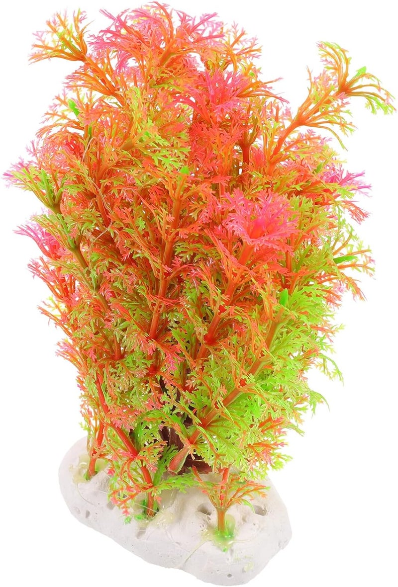 ULTECHNOVO Artificial Aquarium Palm Tree Fish Tank Decor 18cm Plastic Fake Plant with Base for Fish Tank Accessories and Household Aquarium Decoration - Image 1