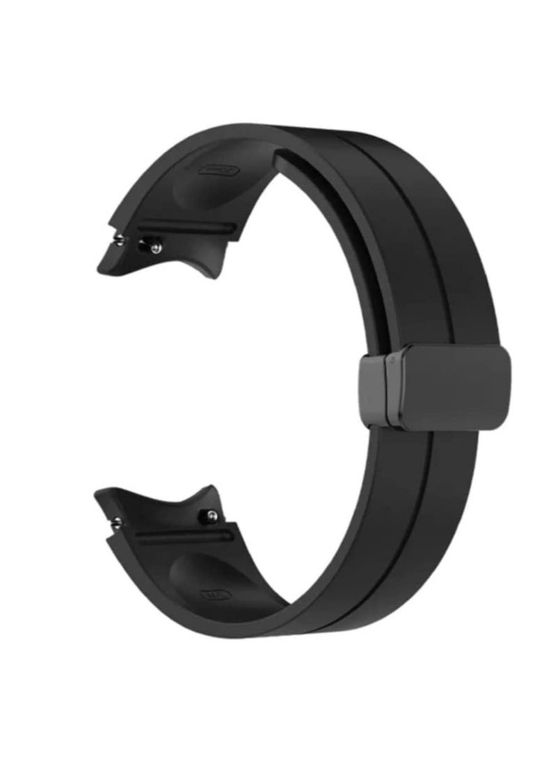 Premium Silicone Strap With Magnetic Closure Compatible With Galaxy Watch 7  40/44mm Black - Image 1