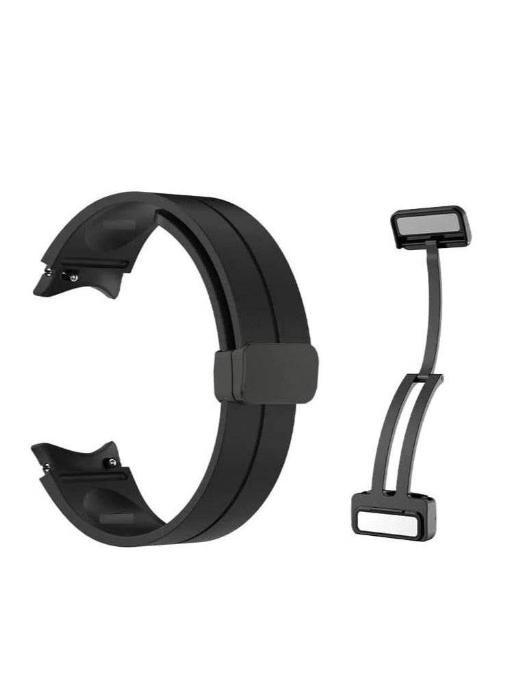 Premium Silicone Strap With Magnetic Closure Compatible With Galaxy Watch 7  40/44mm Black - Image 2