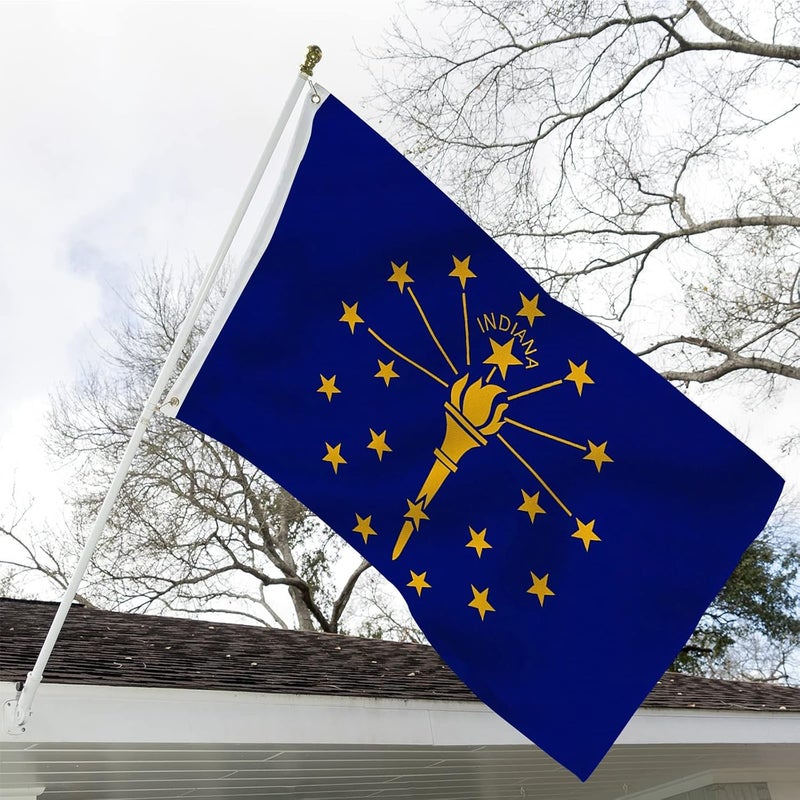 ARSOF Indiana State Flag 3x5 Double Sided Outdoor Heavy Duty Indiana Hoosier IN State Flags 3 Ply with Durable Canvas Header and 2 Brass Grommets Vivid Colors - Image 2
