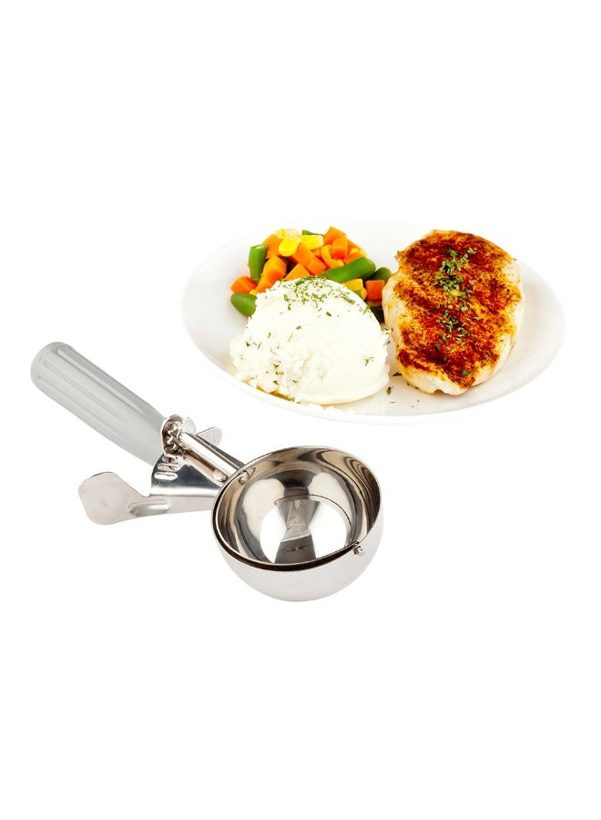 Restaurantware Met Lux 4 Ounce Portion Scoop, 1 Trigger Release Cookie Scoop - With Gray Handle, Stainless Steel Disher, For Portion Control, Scoop Cookie Dough, Cupcake Batter, Or Ice Cream - Image 2