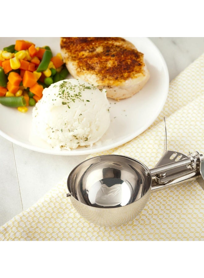 Restaurantware Met Lux 4 Ounce Portion Scoop, 1 Trigger Release Cookie Scoop - With Gray Handle, Stainless Steel Disher, For Portion Control, Scoop Cookie Dough, Cupcake Batter, Or Ice Cream - Image 3