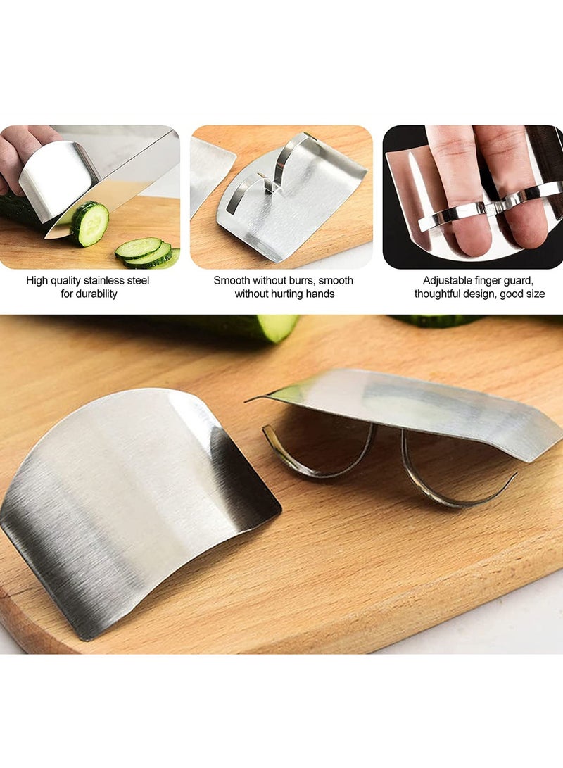 SUNSAR 8 Pcs Kitchen Finger Guards Chopping Protector  Stainless Steel Knife Ring Chopping Metal Cutting Shield Onion Holder Slicer Adjustable Finger Kitchen Tool to Slice Vegetables Fruit Meat - Image 4