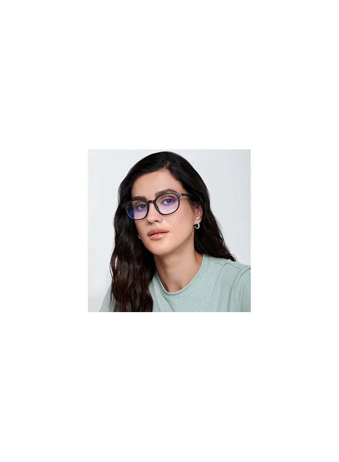 لينسكارت بلو نظارات كمبيوتر مستديرة LB E13736 بحماية كاملة من الأشعة الزرقاء ومضادة للانعكاس - 49 مم - أسود