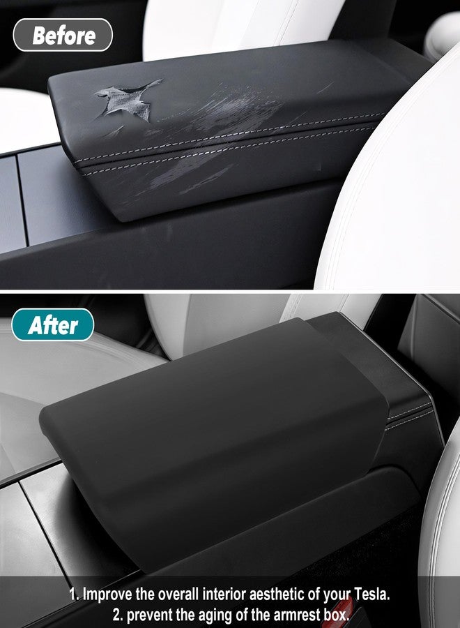 frani Center Console Armrest Cover Designed for Tesla Model 3 Highland 2024, Non-Slip Tesla Center Console Cover Black - Image 3