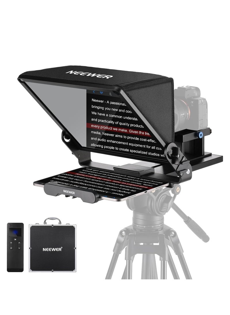Neewer - Neewer Teleprompter X14 III with RT113 Remote/App Control, 45° Tilt 14" Beamsplitter All Metal Frame Upgraded Camera Mount QR Plate Compatible with Manfrotto 501PL for iPhone iPad DSLR, Assembly Free Visit the NEEWER Store - Image 1