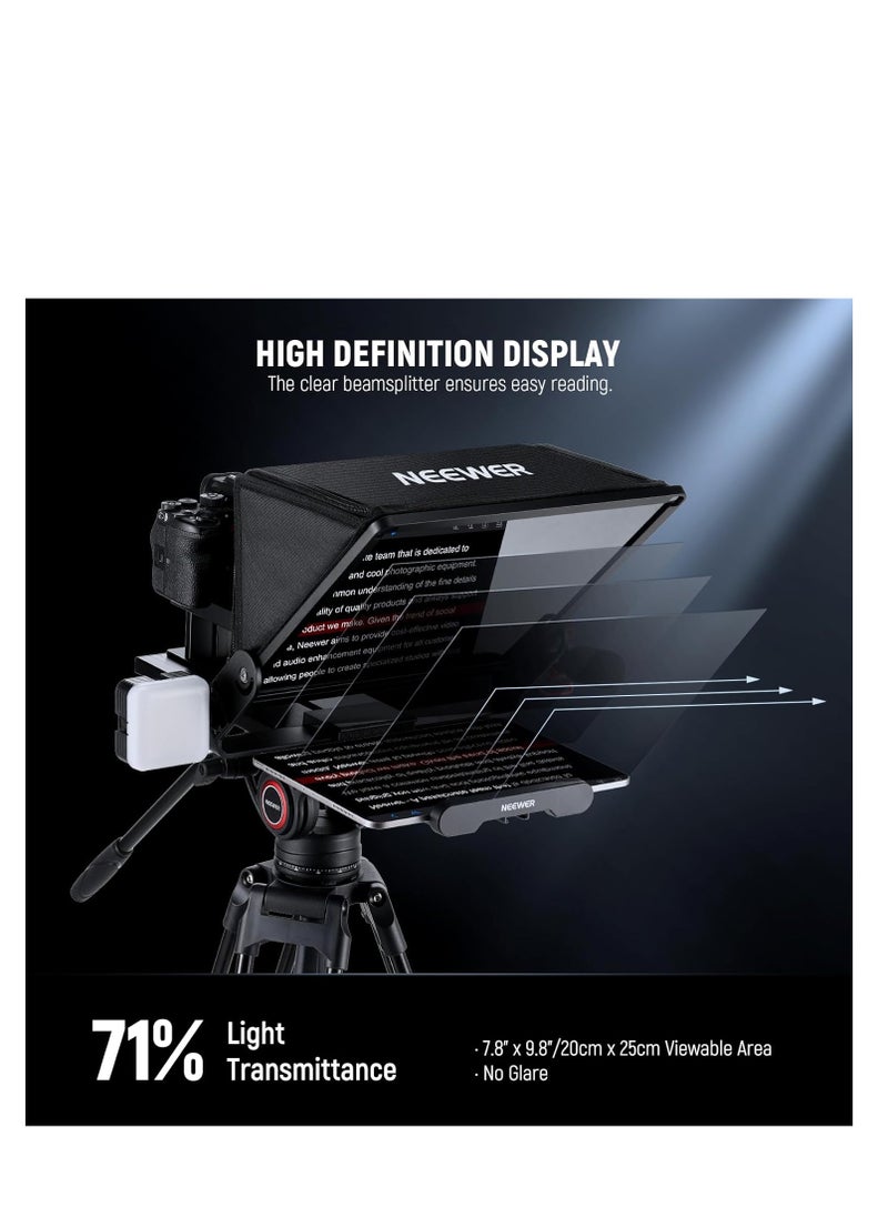 Neewer - Neewer Teleprompter X14 III with RT113 Remote/App Control, 45° Tilt 14" Beamsplitter All Metal Frame Upgraded Camera Mount QR Plate Compatible with Manfrotto 501PL for iPhone iPad DSLR, Assembly Free Visit the NEEWER Store - Image 1