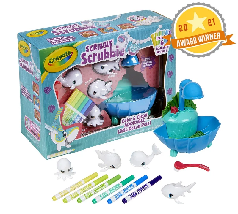 كرايولا Crayola Scribble Scrubbie Pets Blue Lagoon Playset, Pet Toys For Girls & Boys, Gifts For Kids Ages 3+