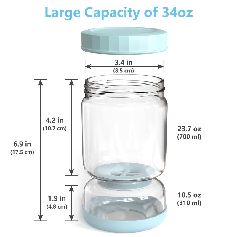 Luvan Pickle Jar with Strainer Flip  34oz Pickle Container  Glass Pickle Juice Separator Jar-Leakproof Airtight Lid  Hourglass Pickle Storage Flip Jar for Olive Jalapeno Sliced Pickle-Dishwasher Safe - Image 4