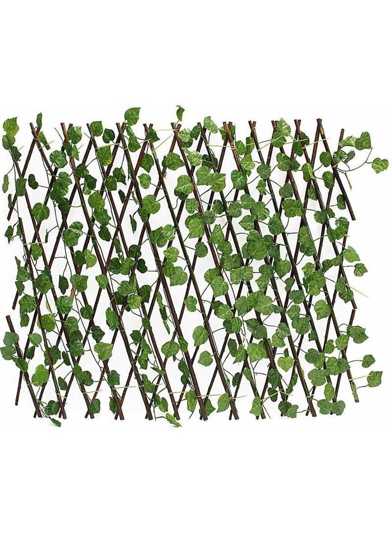 DubaiGallery Bamboo Expandable Artificial Privacy Screen Fence Retractable Fence Panel with Green Leaves，Decorative Trellis Fence Greenery Wall for Outdoor Backyard Home Decors  - Image 1