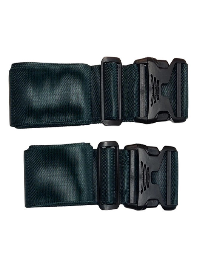 SILVER BEES SilverBees Luggage Straps Pack of 2; Adjustable 1.5 Inch Wide Travel Belts (1.8m & 2.1m) with Buckle Lock for Cabin & Check-in Suitcases, Trolleys, Duffels & Backpacks (Dark Green) - Image 2