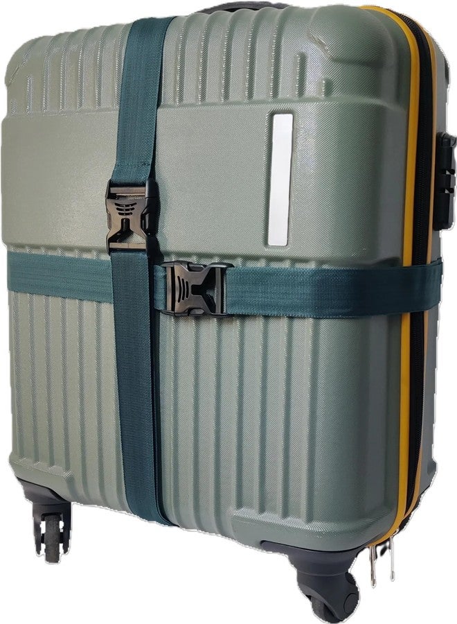 SILVER BEES SilverBees Luggage Straps Pack of 2; Adjustable 1.5 Inch Wide Travel Belts (1.8m & 2.1m) with Buckle Lock for Cabin & Check-in Suitcases, Trolleys, Duffels & Backpacks (Dark Green) - Image 5
