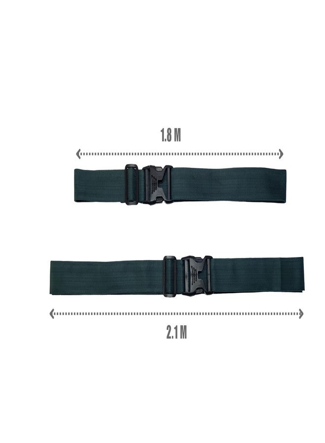 SILVER BEES SilverBees Luggage Straps Pack of 2; Adjustable 1.5 Inch Wide Travel Belts (1.8m & 2.1m) with Buckle Lock for Cabin & Check-in Suitcases, Trolleys, Duffels & Backpacks (Dark Green) - Image 4