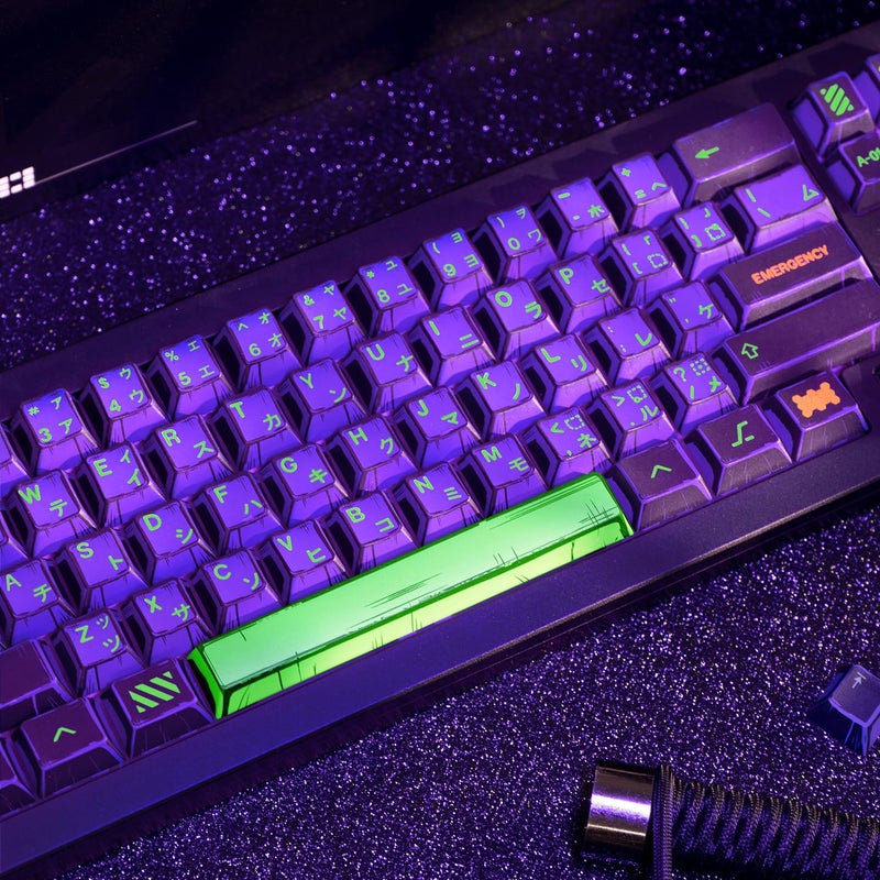 GEKUCAP Manga Themed Japanese Keycaps, Retro PBT Keyboard Key Caps Dye Sublimation KeyCap with Cherry Profile, 130 Keys Purple Custom Keycap Sets for Cherry MX Mechanical Keyboard - Image 5