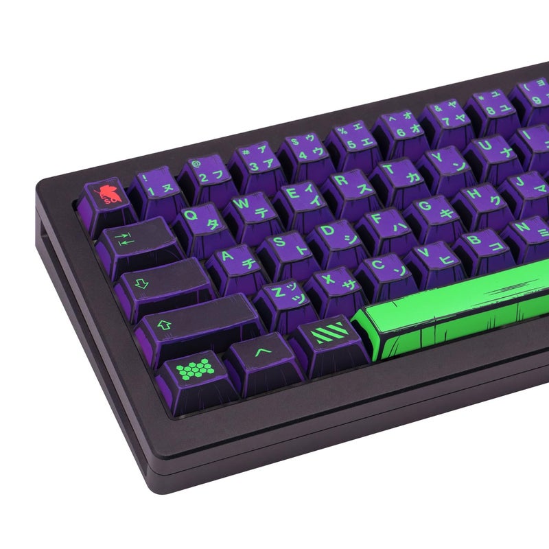 GEKUCAP Manga Themed Japanese Keycaps, Retro PBT Keyboard Key Caps Dye Sublimation KeyCap with Cherry Profile, 130 Keys Purple Custom Keycap Sets for Cherry MX Mechanical Keyboard - Image 1