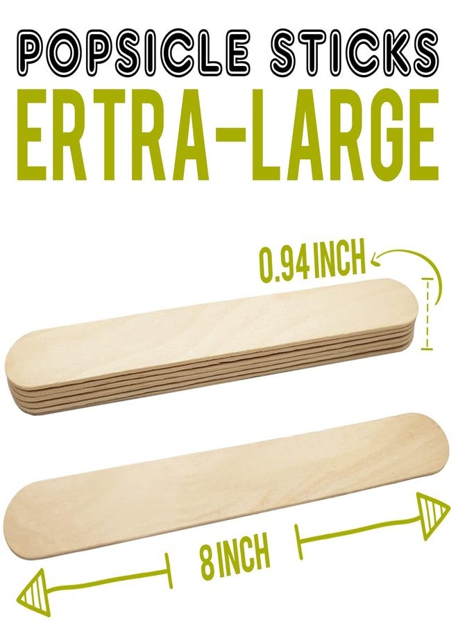 WISYOK 8 inch Popsicle Sticks, 500 Pcs Jumbo Wood Craft Sticks, Fan Handles, Large Popsicle Sticks for Crafts, Wedding Programs, Great for DIY Creative Designs - Image 2