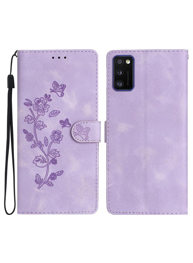 S-TOP Case For Samsung Galaxy A41 Flower Butterfly Embossing Pattern Leather Phone Case - Image 1