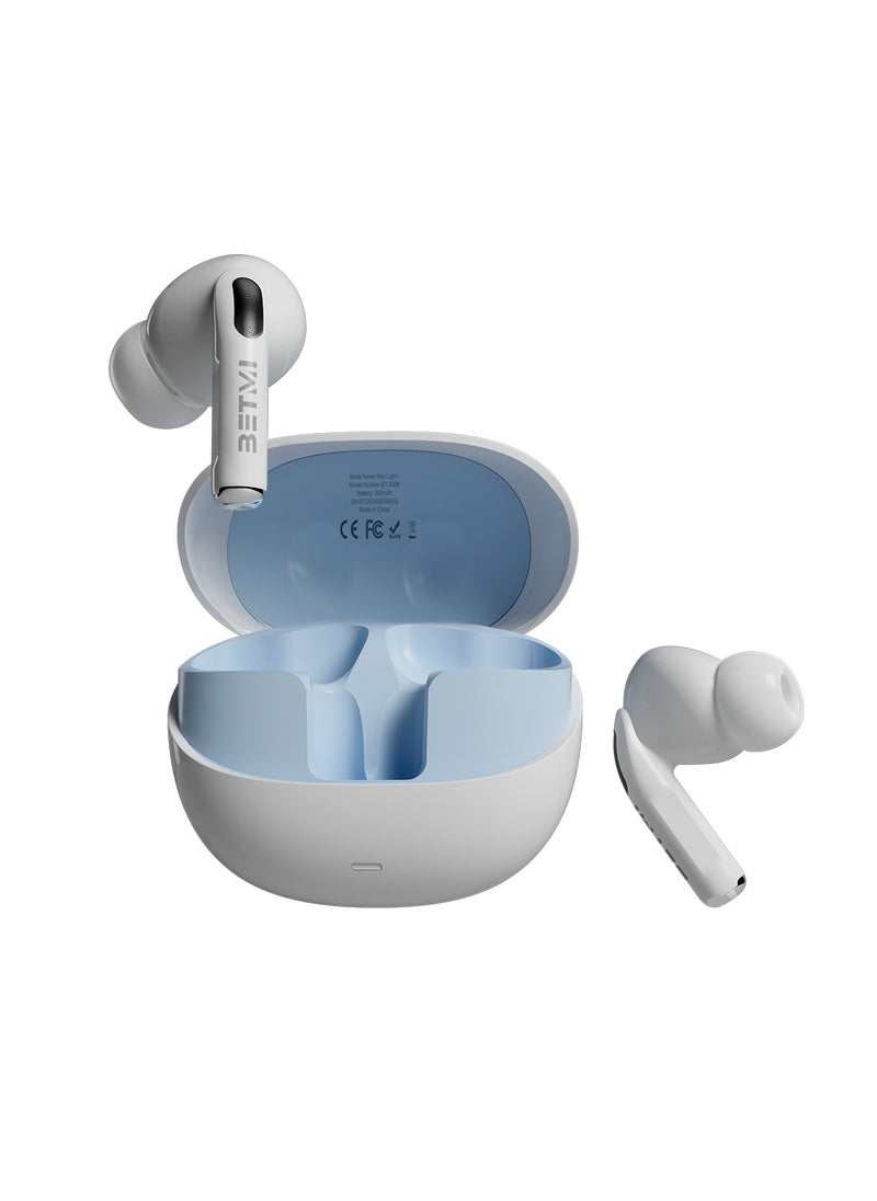 BETMI - BETMI - True Wireless Earbuds - Fully In-Ear Bluetooth5.4 Headphones, IPX5 Waterproof TWS With Dual Mic For Sport, Light-Weight Earphones Playtime 40+Hours with Charging Case For Android iOS/iPhone - White - Image 1