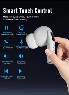 BETMI BETMI - True Wireless Earbuds - Fully In-Ear Bluetooth5.4 Headphones, IPX5 Waterproof TWS With Dual Mic For Sport, Light-Weight Earphones Playtime 40+Hours with Charging Case For Android iOS/iPhone - White  - Image 5