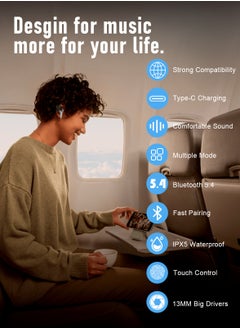 BETMI BETMI - True Wireless Earbuds - Fully In-Ear Bluetooth5.4 Headphones, IPX5 Waterproof TWS With Dual Mic For Sport, Light-Weight Earphones Playtime 40+Hours with Charging Case For Android iOS/iPhone - White  - Image 4