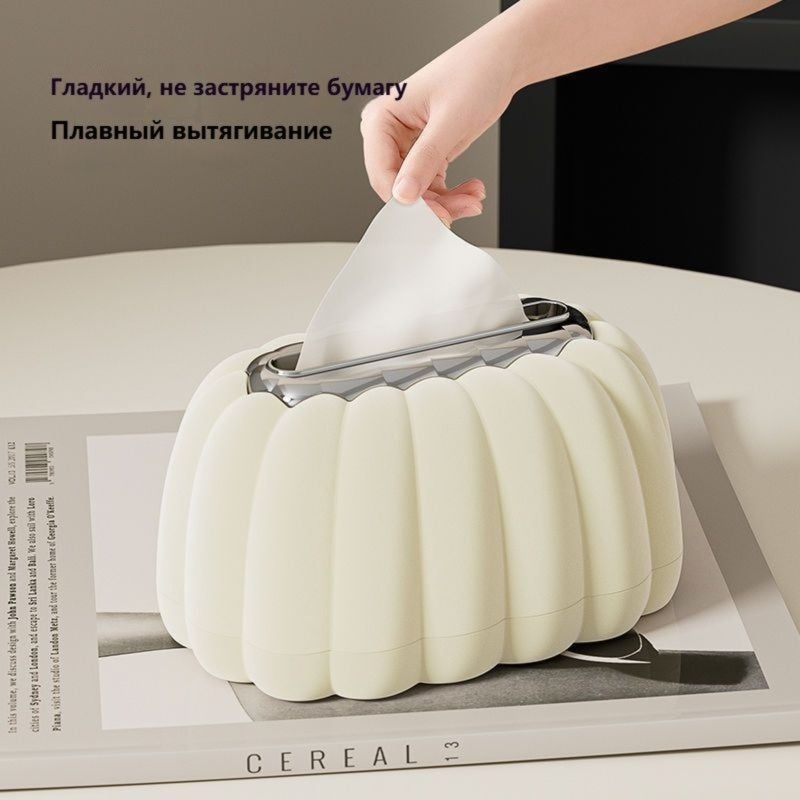 Pink Pumpkin-shaped Tissue Holder - Smooth Paper Extraction No Jamming for Home Living Room Bedroom - Image 2