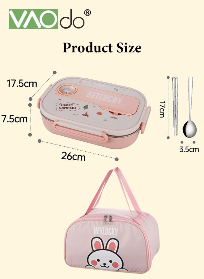 VAOdo 1500ML Lunch Box with Thermal Bag, 316 Stainless Steel, 4 Compartments Bento Box with Soup Bowl and Cutlery Set, Leak Proof, Food Storage Container with Lid, Microwave Dishwasher Freezer Safe - Image 4