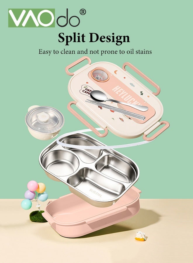 VAOdo 1500ML Lunch Box with Thermal Bag, 316 Stainless Steel, 4 Compartments Bento Box with Soup Bowl and Cutlery Set, Leak Proof, Food Storage Container with Lid, Microwave Dishwasher Freezer Safe - Image 5