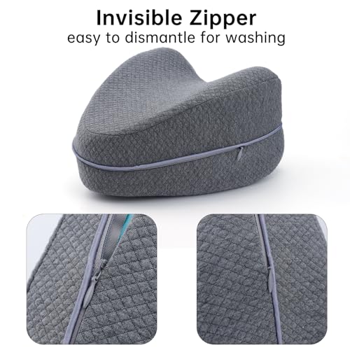 UXIETIN Upgrade Invisible Zippered Pillow Cover Compatible with Contour Legacy Knee Pillow,Anti-Pilling and Washable Legacy Leg and Knee Foam Support Pillow Cover Only (Grey) - Image 5