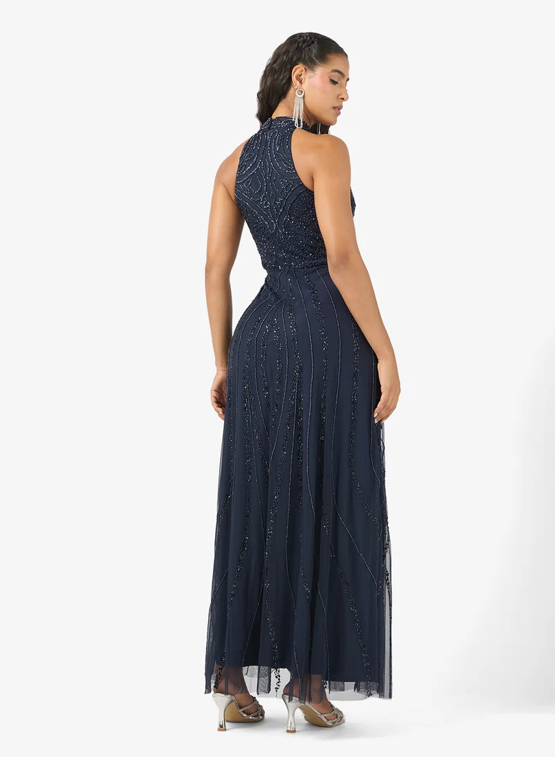 Amelia Rose  Halterneck Sequin Midi Dress for Women | Best Price UAE