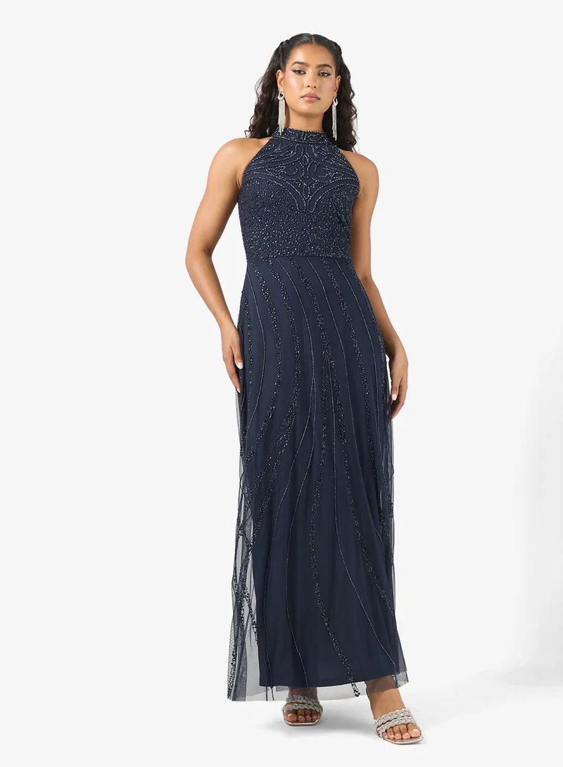 Halterneck Sequin Midi Dress