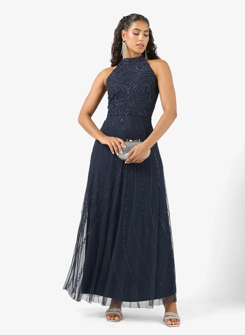 Amelia Rose  Halterneck Sequin Midi Dress for Women | Best Price UAE