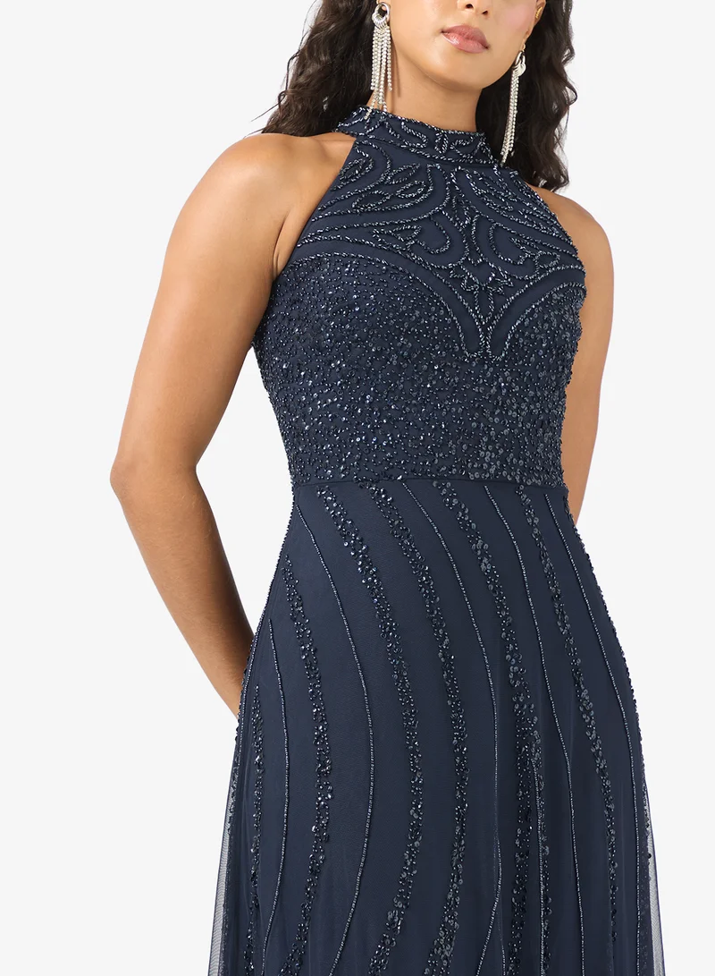 Amelia Rose  Halterneck Sequin Midi Dress for Women | Best Price UAE