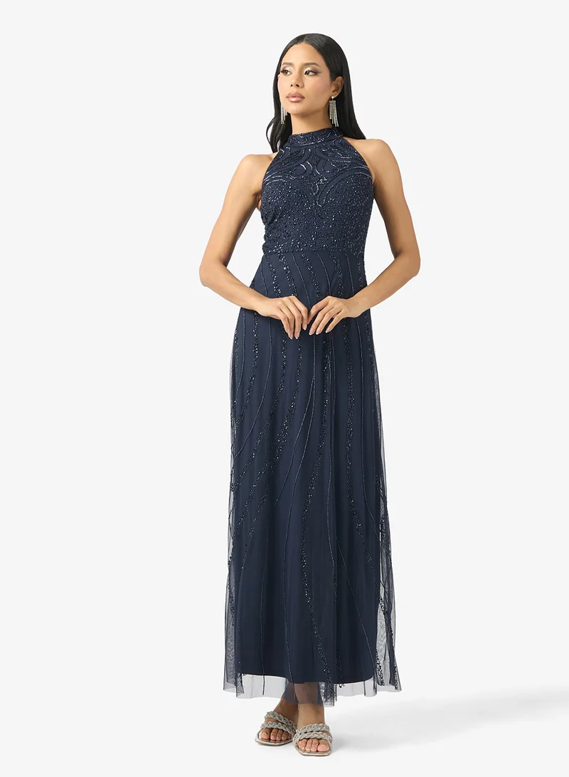 Halterneck Sequin Midi Dress