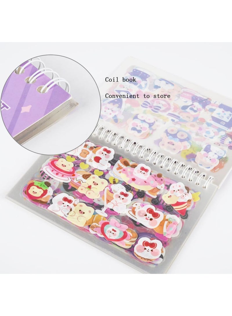 SYOSI Kawaii Animal Sticker Book, Cute Cartoon Bear & Bunny PET Transparent Decals with Curved Tweezer, Waterproof Vinyl Stickers for Journaling, Scrapbooking, Bullet Planners, DIY Crafts (50-Sheet) - Image 2